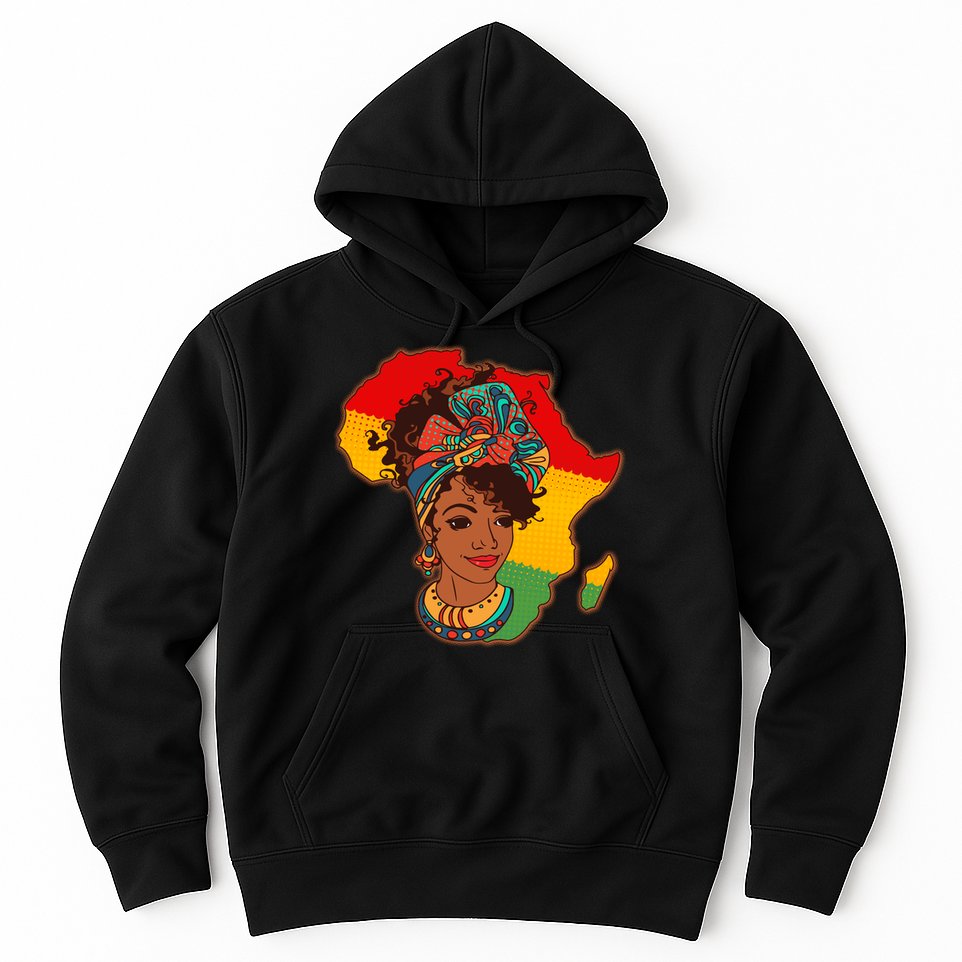 Proud African American Woman Head Wrap Hoodie