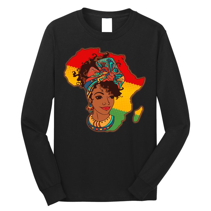 Proud African American Woman Head Wrap Long Sleeve Shirt