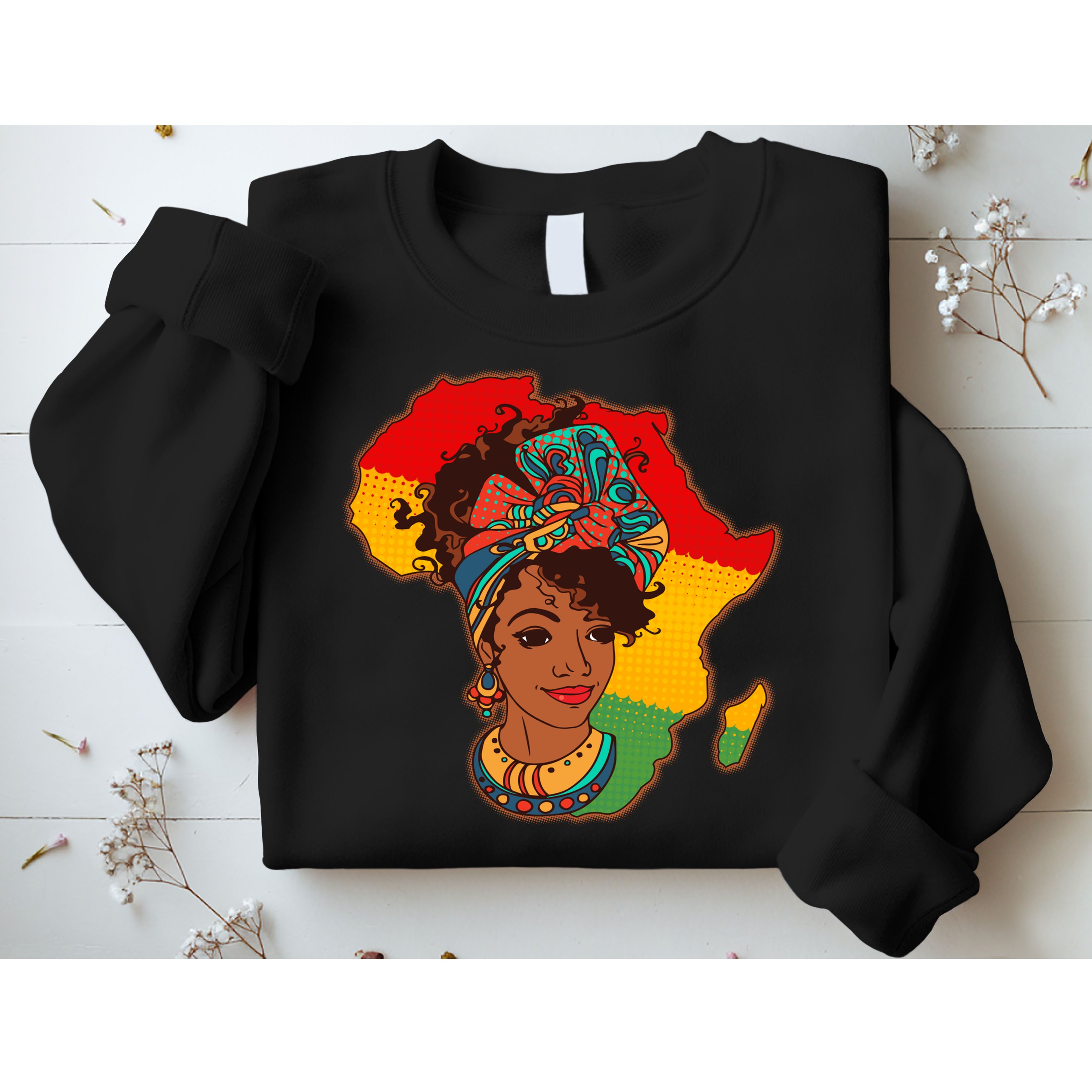Proud African American Woman Head Wrap Sweatshirt