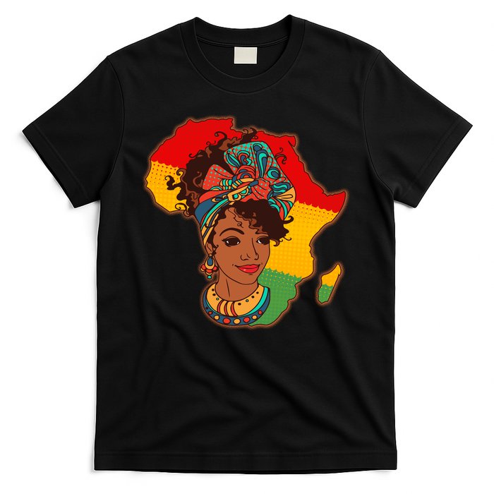 Proud African American Woman Head Wrap T-Shirt