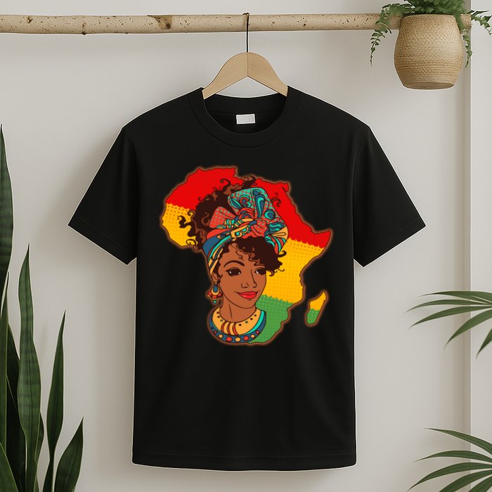 Proud African American Woman Head Wrap T-Shirt