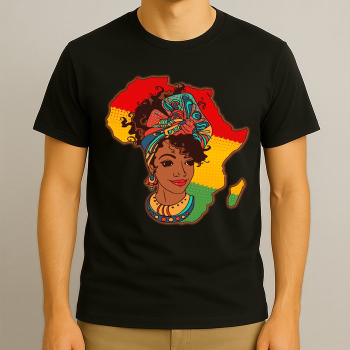 Proud African American Woman Head Wrap T-Shirt