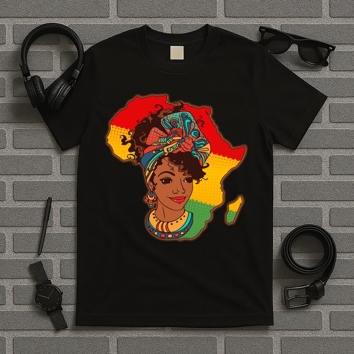 Proud African American Woman Head Wrap T-Shirt