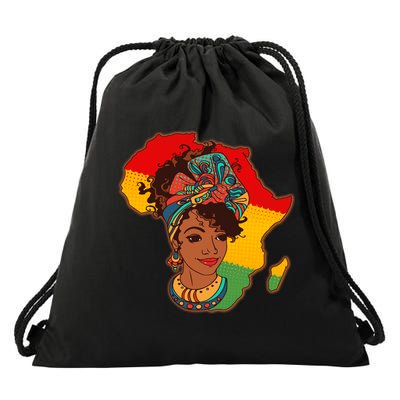 Proud African American Woman Head Wrap Drawstring Bag