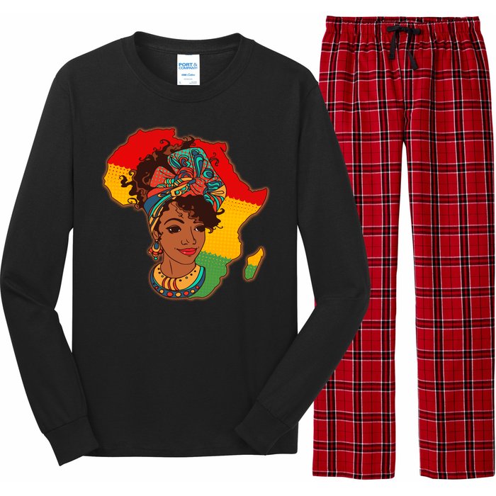 Proud African American Woman Head Wrap Long Sleeve Pajama Set