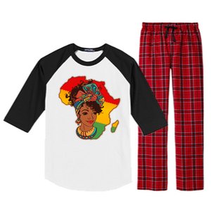 Proud African American Woman Head Wrap Raglan Sleeve Pajama Set