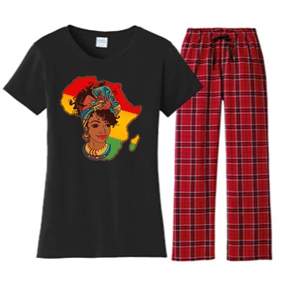 Proud African American Woman Head Wrap Women's Flannel Pajama Set