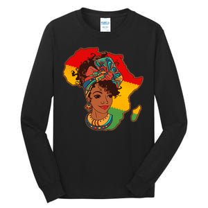 Proud African American Woman Head Wrap Tall Long Sleeve T-Shirt