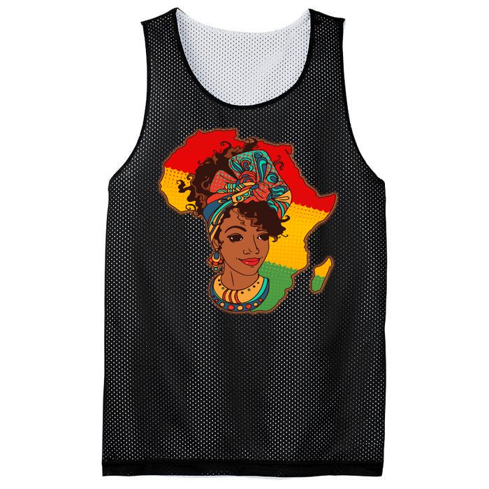 Proud African American Woman Head Wrap Mesh Reversible Basketball Jersey Tank