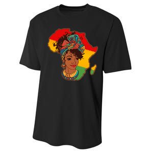 Proud African American Woman Head Wrap Performance Sprint T-Shirt