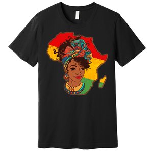 Proud African American Woman Head Wrap Premium T-Shirt