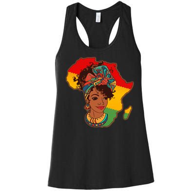 Proud African American Woman Head Wrap Women's Racerback Tank