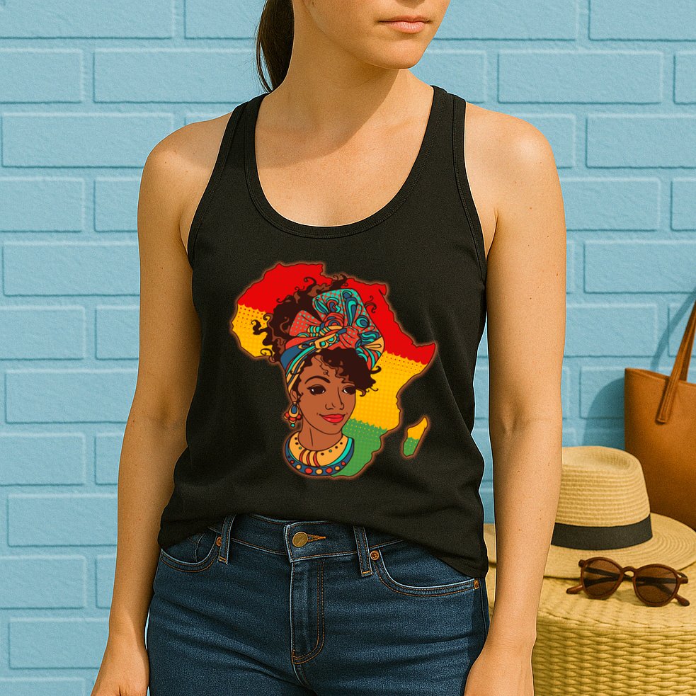 Proud African American Woman Head Wrap Womens Tank Top