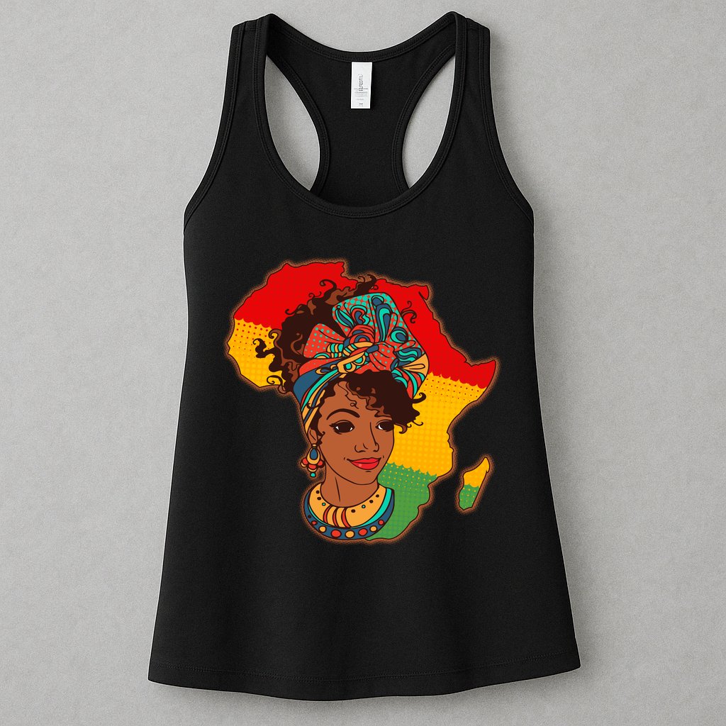Proud African American Woman Head Wrap Womens Tank Top
