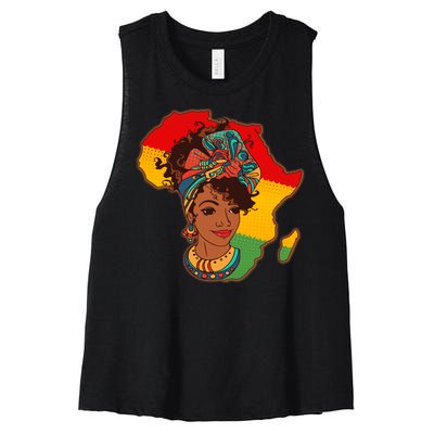 Proud African American Woman Head Wrap Women's Racerback Cropped Tank