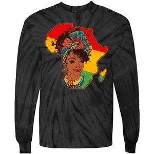 Proud African American Woman Head Wrap Tie-Dye Long Sleeve Shirt