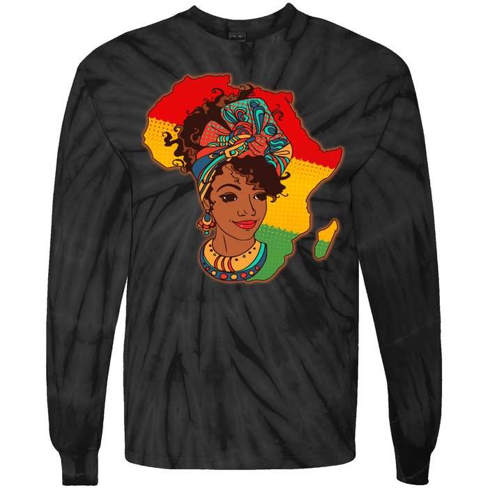 Proud African American Woman Head Wrap Tie-Dye Long Sleeve Shirt