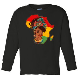 Proud African American Woman Head Wrap Toddler Long Sleeve Shirt