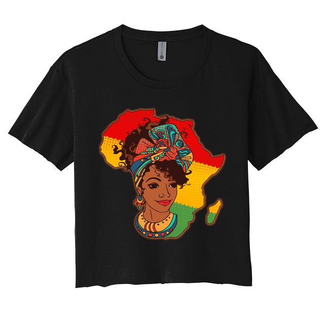 Proud African American Woman Head Wrap Crop Top