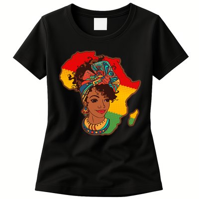 Proud African American Woman Head Wrap Womens T-Shirt