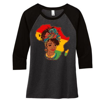 Proud African American Woman Head Wrap Women's Tri-Blend 3/4-Sleeve Raglan Shirt