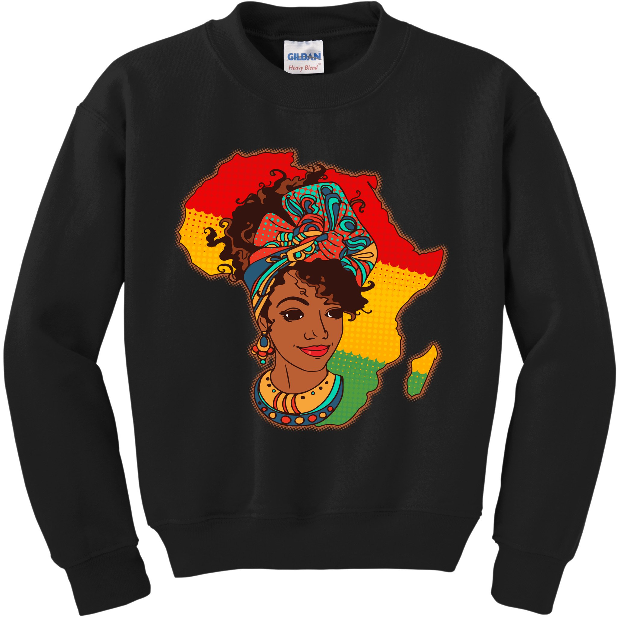Proud African American Woman Head Wrap Kids Sweatshirt