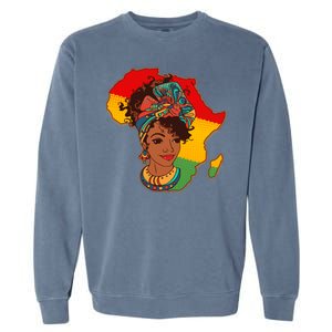 Proud African American Woman Head Wrap Garment-Dyed Sweatshirt