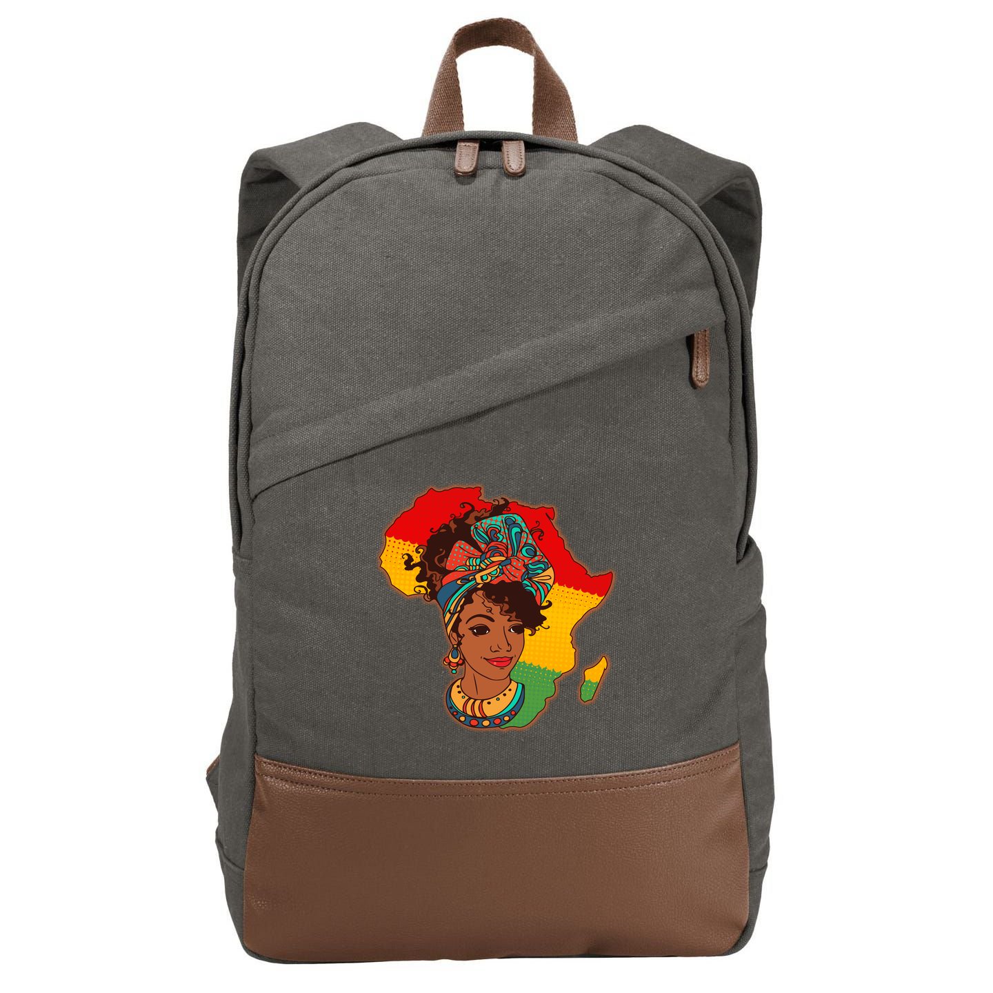 Proud African American Woman Head Wrap Cotton Canvas Backpack