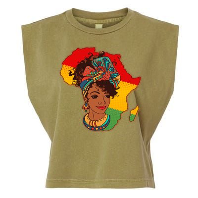 Proud African American Woman Head Wrap Garment-Dyed Women's Muscle Tee