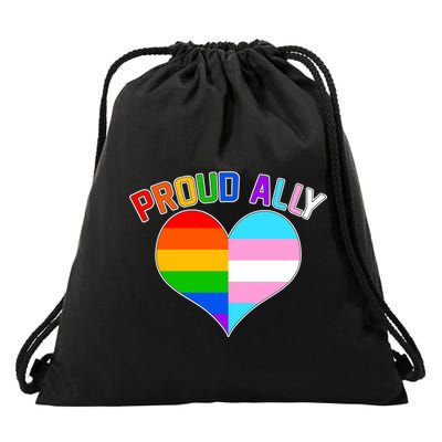 Proud Ally Heart Drawstring Bag