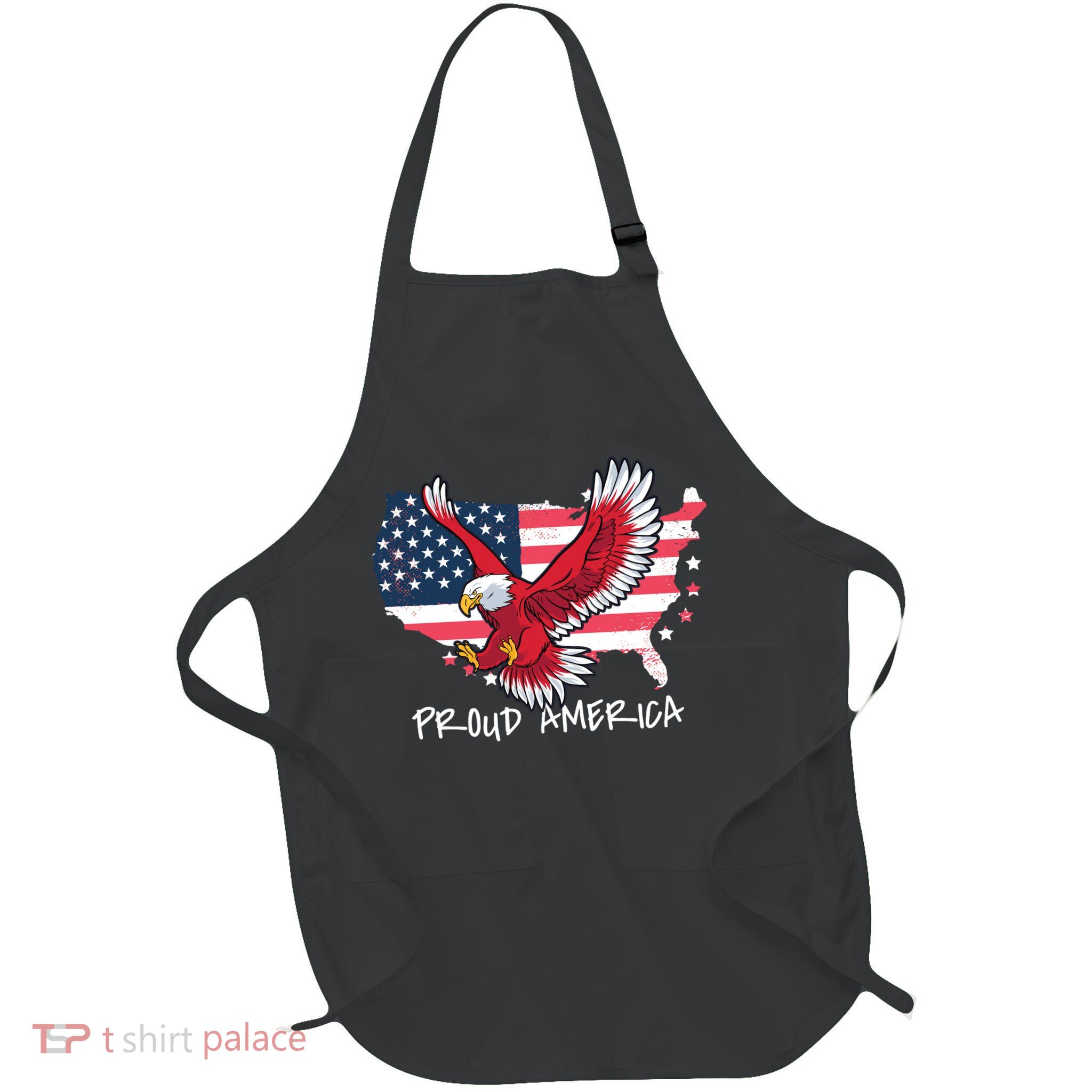 Proud American Eagle Full-Length Apron With Pockets