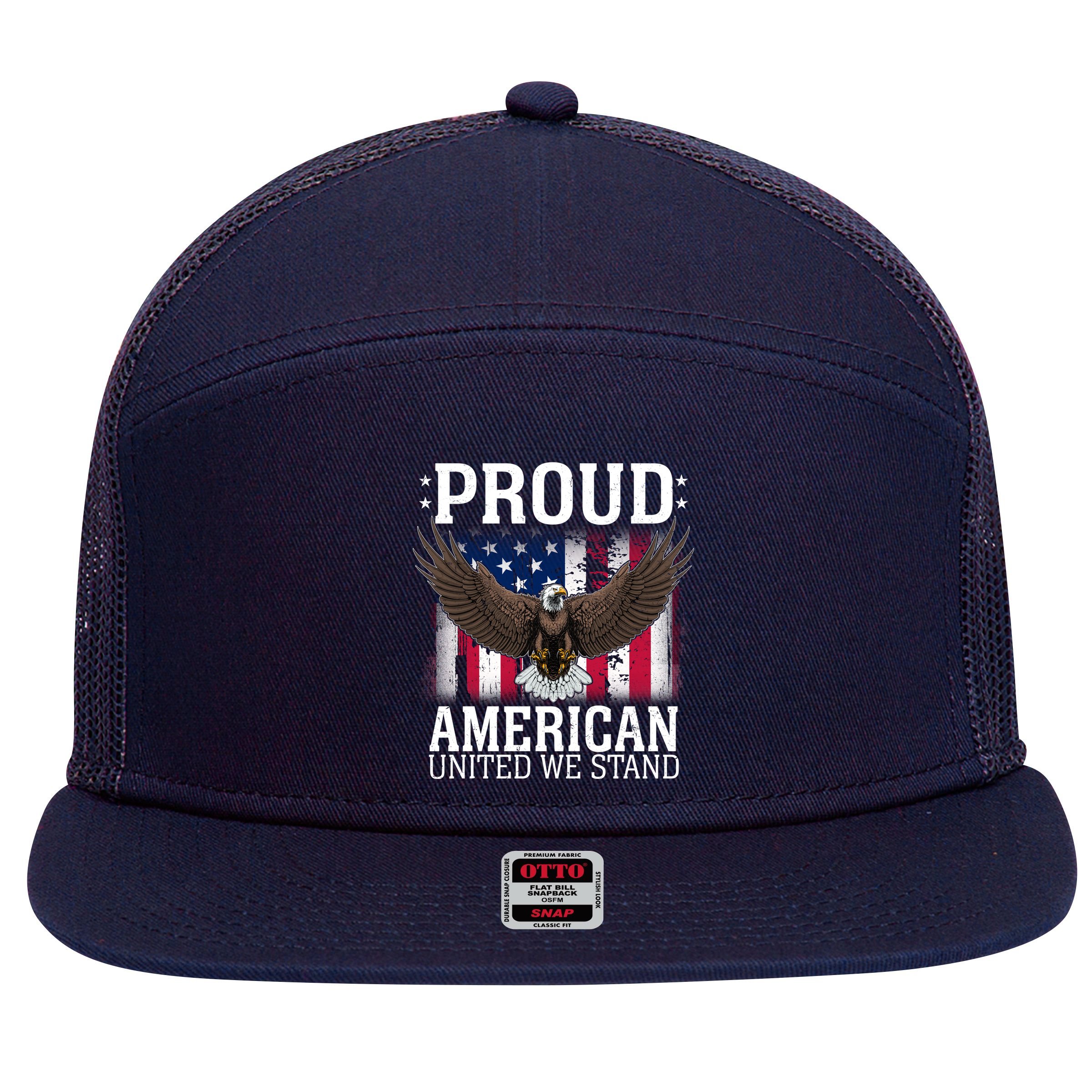 Proud American United We Stand Eagle 7 Panel Mesh Trucker Snapback Hat