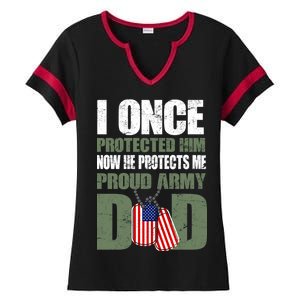 Proud Army Dad Of An American Soldier Ladies Halftime Notch Neck Tee