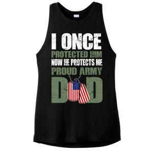 Proud Army Dad Of An American Soldier Ladies PosiCharge Tri-Blend Wicking Tank