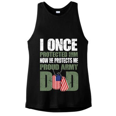 Proud Army Dad Of An American Soldier Ladies PosiCharge Tri-Blend Wicking Tank
