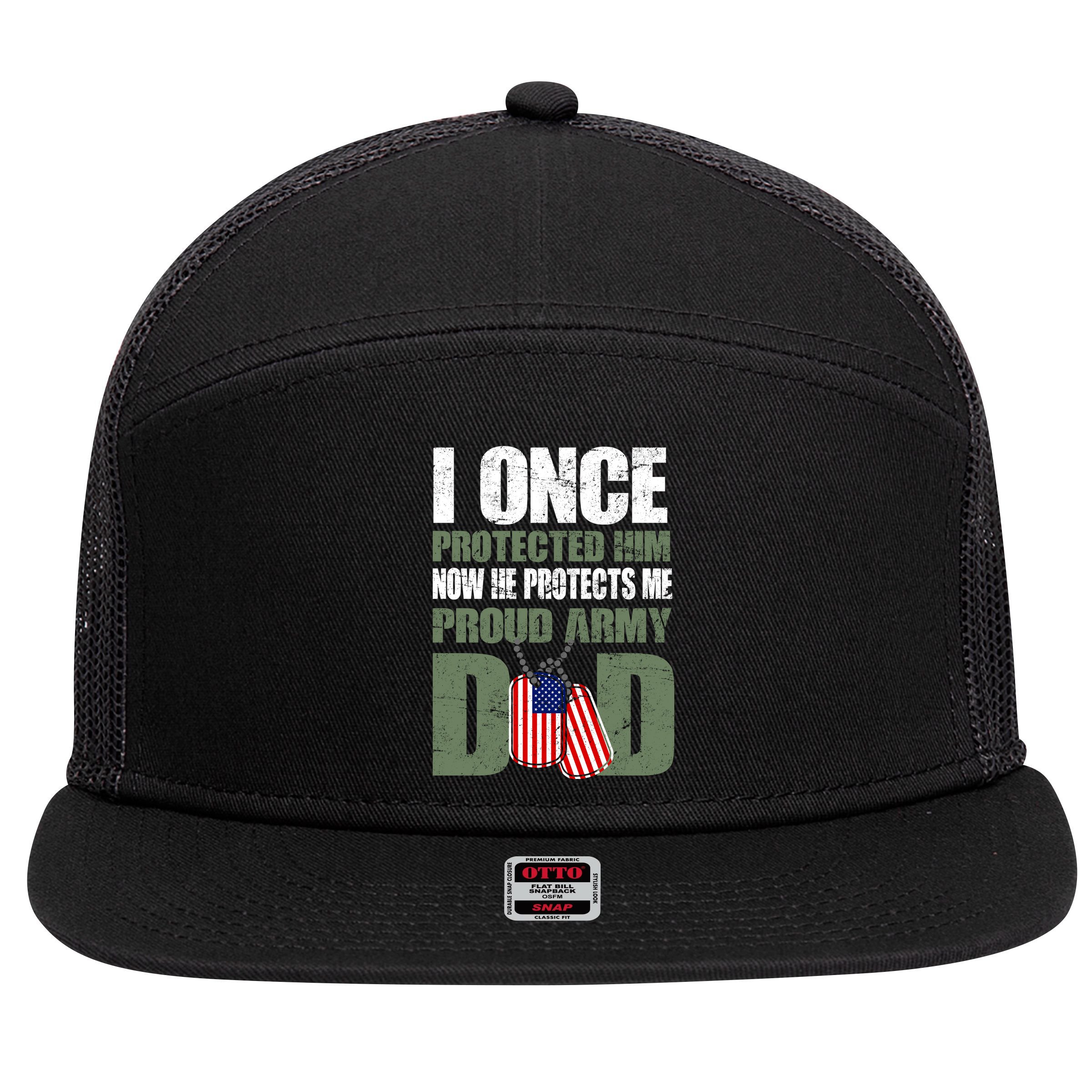 Proud Army Dad Of An American Soldier 7 Panel Mesh Trucker Snapback Hat