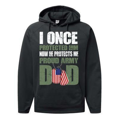 Proud Army Dad Of An American Soldier Performance Fleece Hoodie