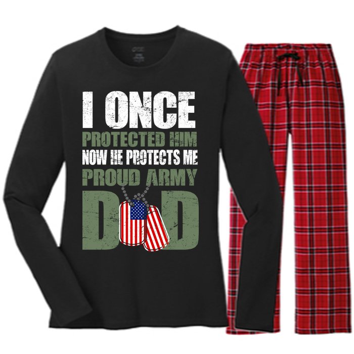 Proud Army Dad Of An American Soldier Women's Long Sleeve Flannel Pajama Set 