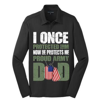 Proud Army Dad Of An American Soldier Silk Touch Performance Long Sleeve Polo