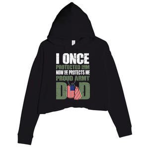 Proud Army Dad Of An American Soldier Crop Fleece Hoodie