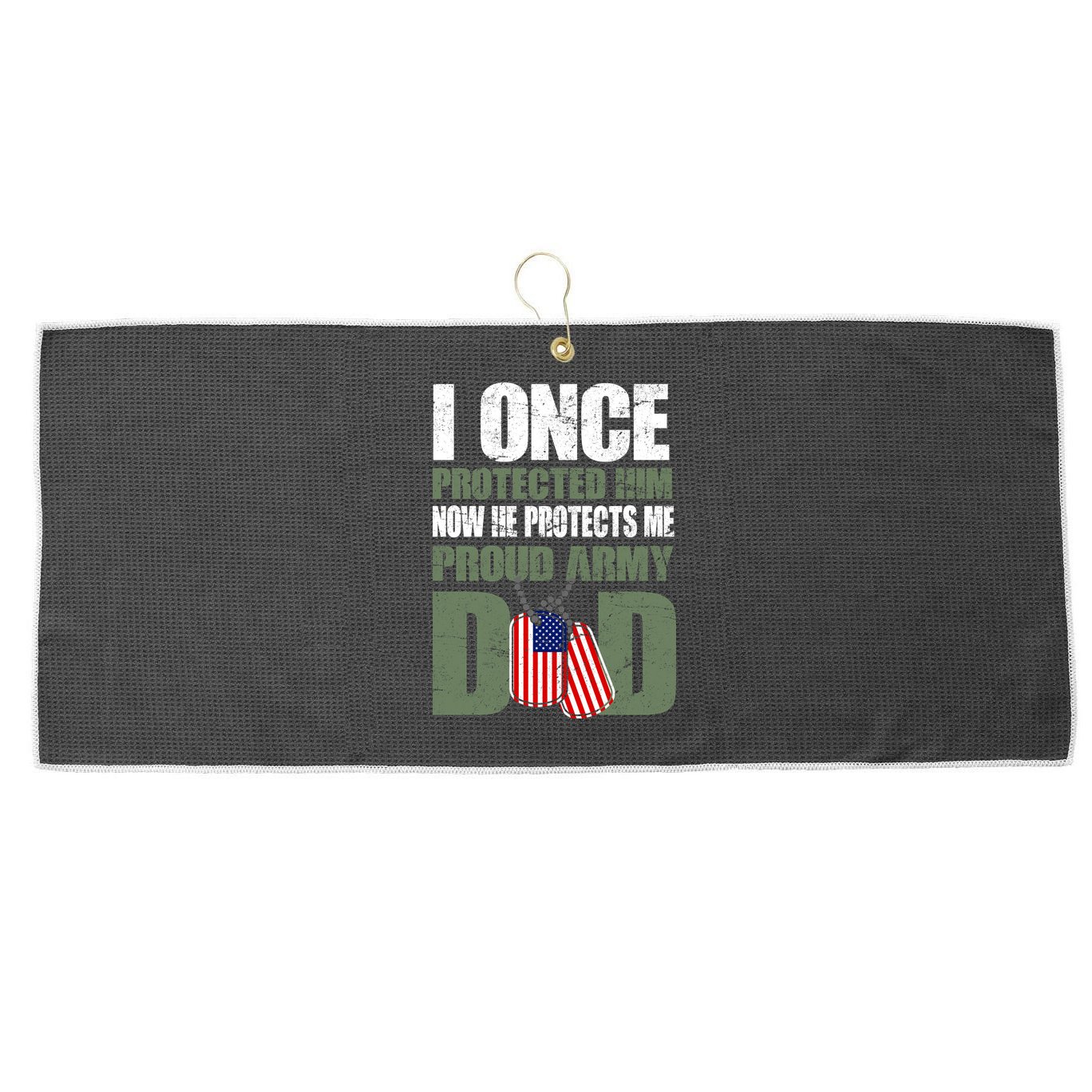 Proud Army Dad Of An American Soldier Large Microfiber Waffle Golf Towel