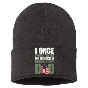 Proud Army Dad Of An American Soldier Sustainable Knit Beanie