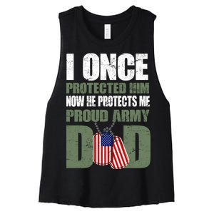 Proud Army Dad Of An American Soldier Women's Racerback Cropped Tank