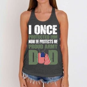 Proud Army Dad Of An American Soldier Women's Knotted Racerback Tank