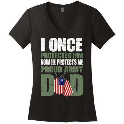 Proud Army Dad Of An American Soldier Women's V-Neck T-Shirt