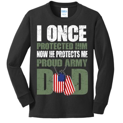 Proud Army Dad Of An American Soldier Kids Long Sleeve Shirt