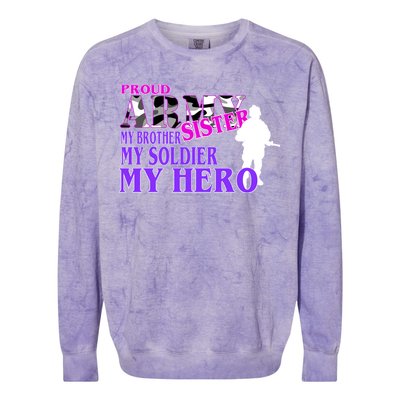 Proud Army Sister My Brother Soldier Hero Colorblast Crewneck Sweatshirt