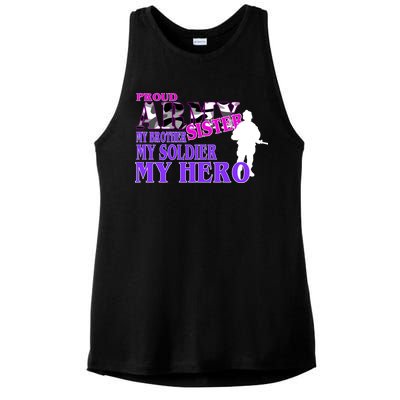 Proud Army Sister My Brother Soldier Hero Ladies PosiCharge Tri-Blend Wicking Tank