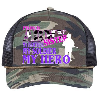 Proud Army Sister My Brother Soldier Hero Retro Rope Trucker Hat Cap