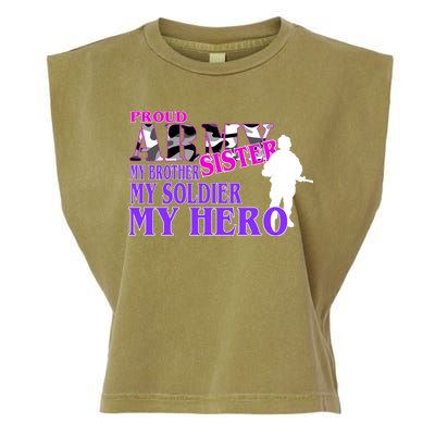 Proud Army Sister My Brother Soldier Hero Garment-Dyed Women's Muscle Tee